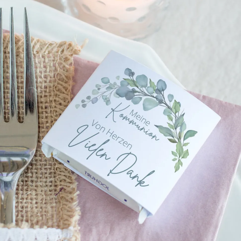 Gastgeschenk Kommunion Banderole Mini Schokolade Naturell
