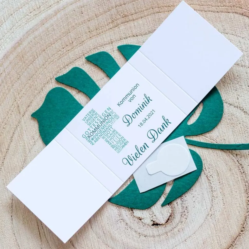Gastgeschenk Kommunion Junge Banderole Mini Schokolade Kreuz Modern