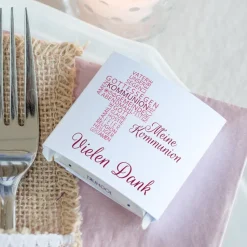 Gastgeschenk Kommunion Mädchen Banderole Mini Schokolade Kreuz Modern
