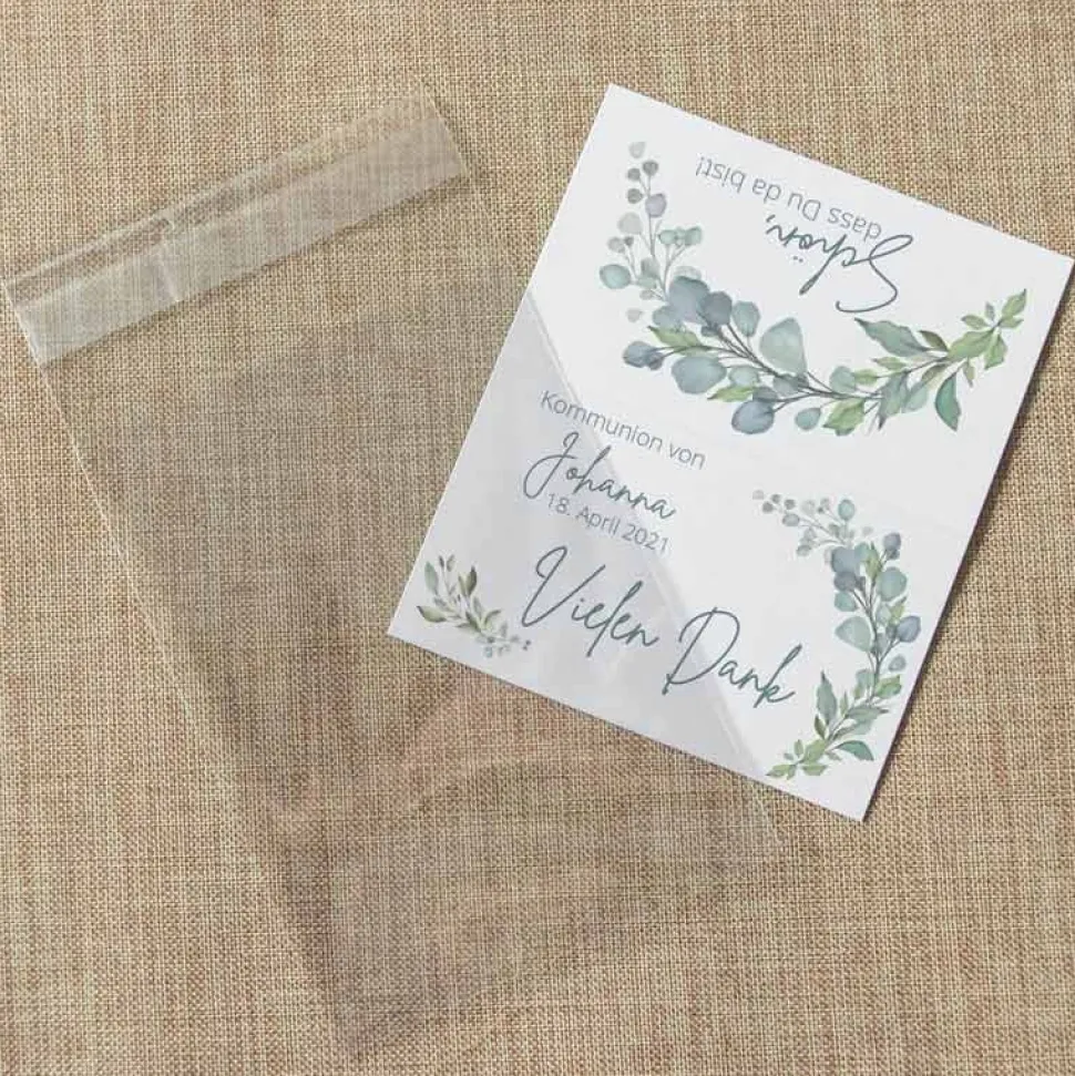 Gastgeschenk Kommunion Tüte + Etikett Naturell