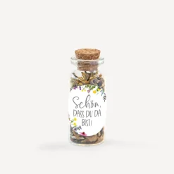 Gastgeschenk Mini Glasröhrchen mit Aufkleber "Wildblumen"