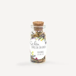 Gastgeschenk Mini Glasröhrchen mit Aufkleber