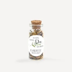 Gastgeschenk Mini Glasröhrchen mit Aufkleber