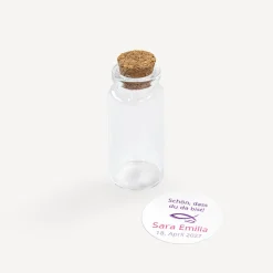 Gastgeschenk Mini Glasröhrchen mit Aufkleber Mädchen