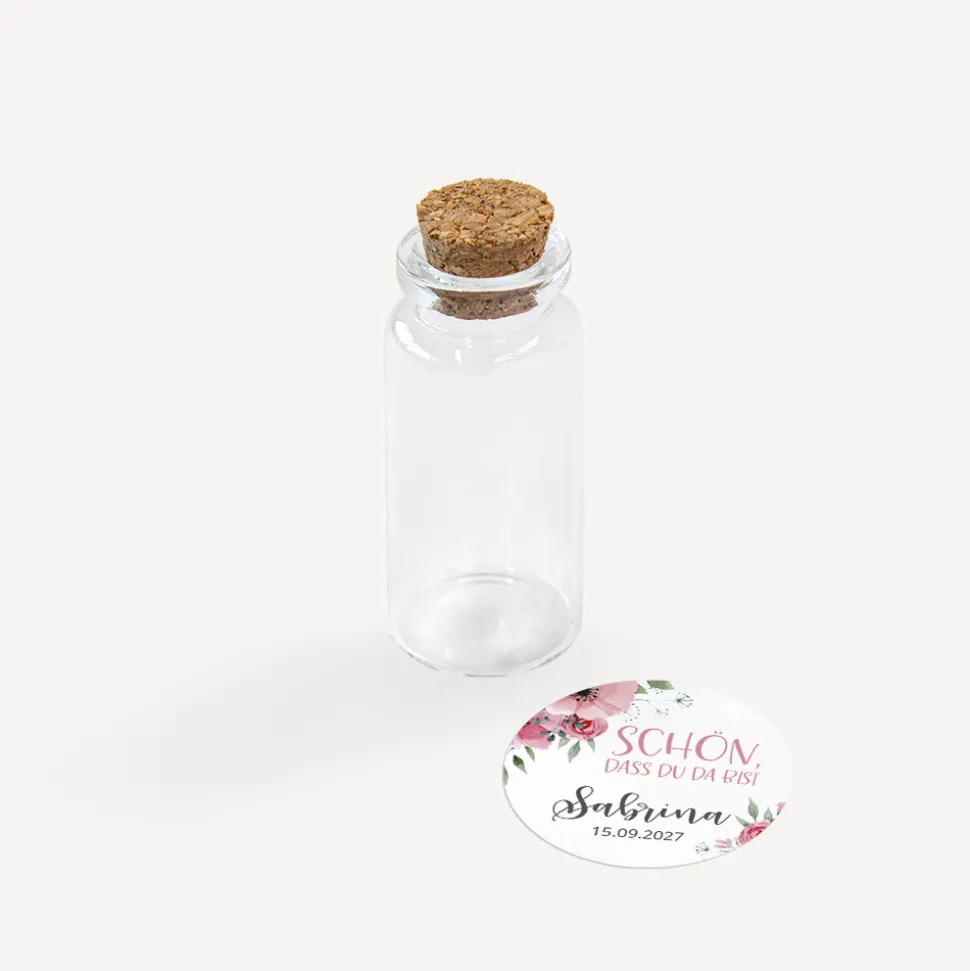 Gastgeschenk Mini Glasröhrchen mit Aufkleber "Bohemian Summer"