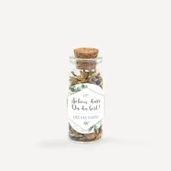 Gastgeschenk Mini Glasröhrchen mit Aufkleber "Aquarell Eukalyptus Zweige"