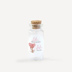 Gastgeschenk Mini Glasröhrchen mit Aufkleber "Baum Herzen"