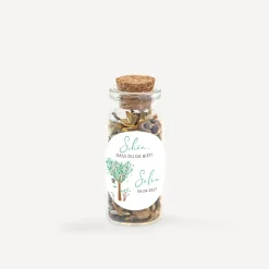 Gastgeschenk Mini Glasröhrchen mit Aufkleber 