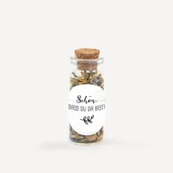 Gastgeschenk Mini Glasröhrchen mit Aufkleber "Doodle"