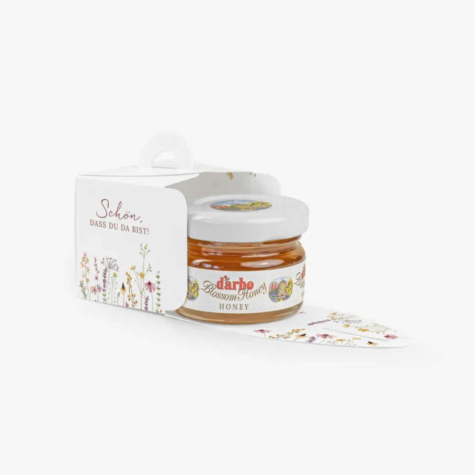 Gastgeschenk Mini Henkelbox "Wildromantische Blüten" optional mit Füllung