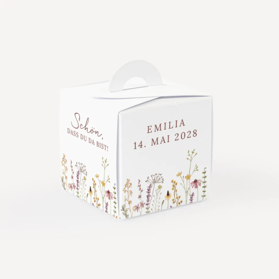 Gastgeschenk Mini Henkelbox "Wildromantische Blüten" optional mit Füllung