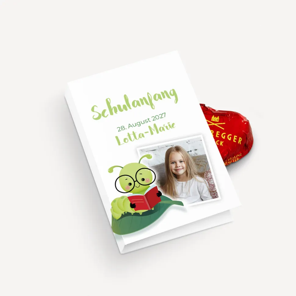 Gastgeschenk Mini Klappkarte "Bücherwurm"