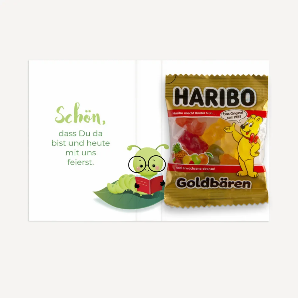 Gastgeschenk Mini Klappkarte "Bücherwurm"