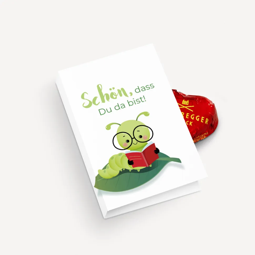 Gastgeschenk Mini Klappkarte "Bücherwurm"