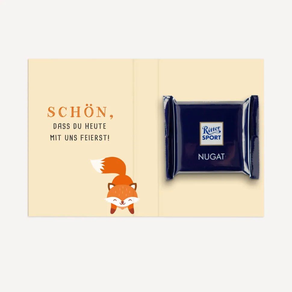 Gastgeschenk Mini Klappkarte "Schlauer Fuchs"