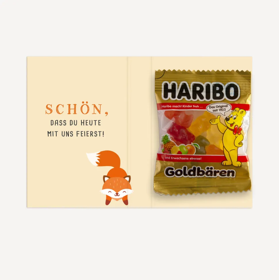 Gastgeschenk Mini Klappkarte "Schlauer Fuchs"