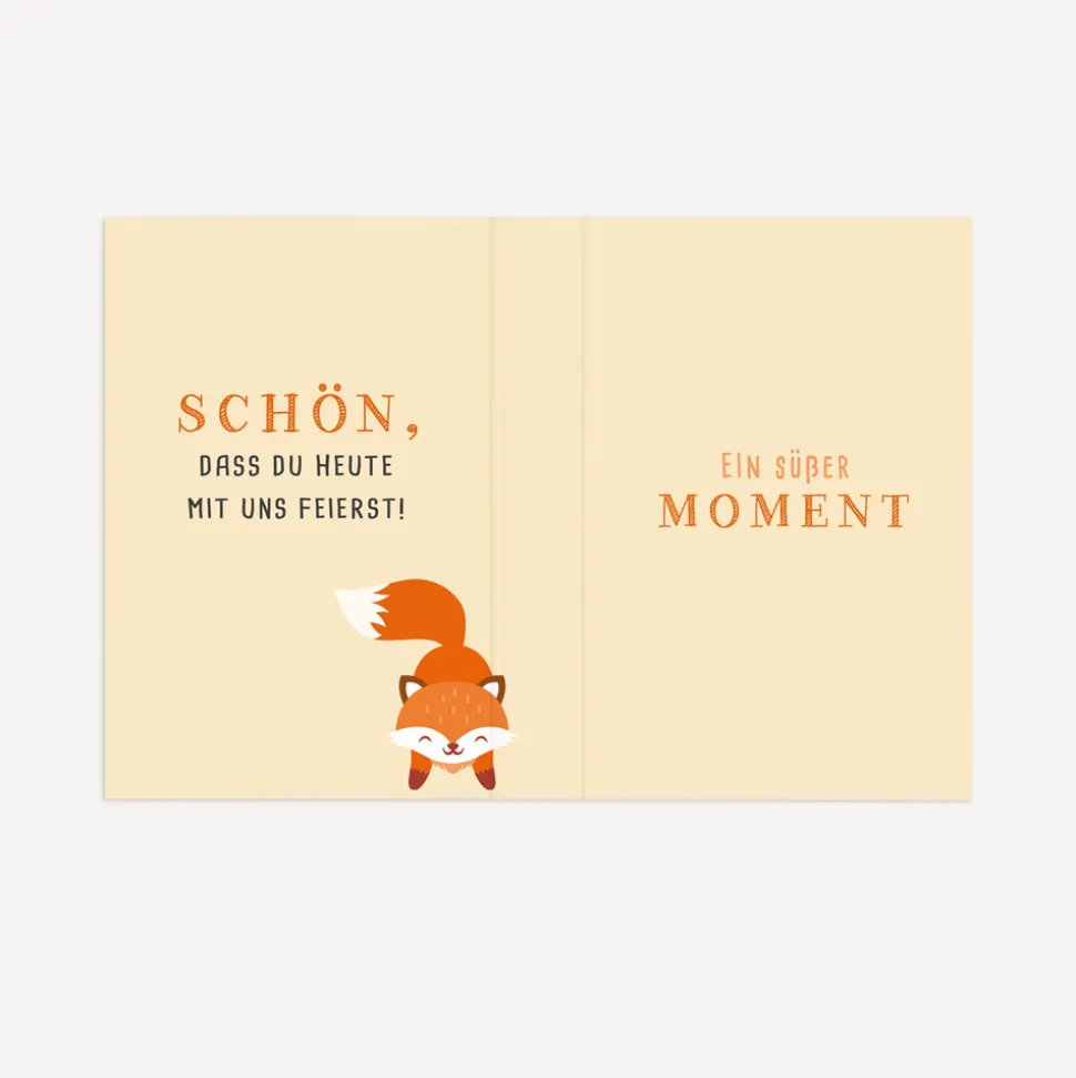 Gastgeschenk Mini Klappkarte "Schlauer Fuchs"