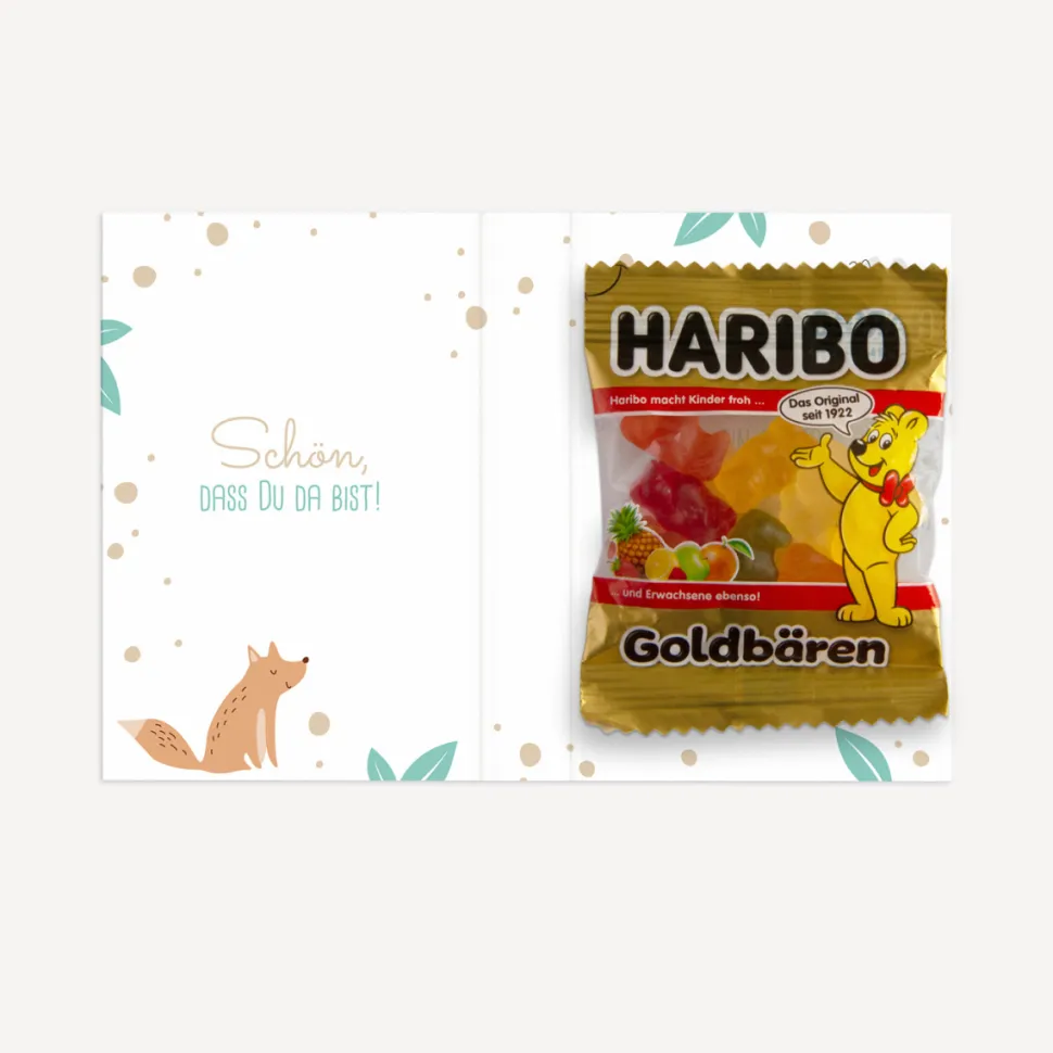 Gastgeschenk Mini Klappkarte "Tierische Buchstaben"