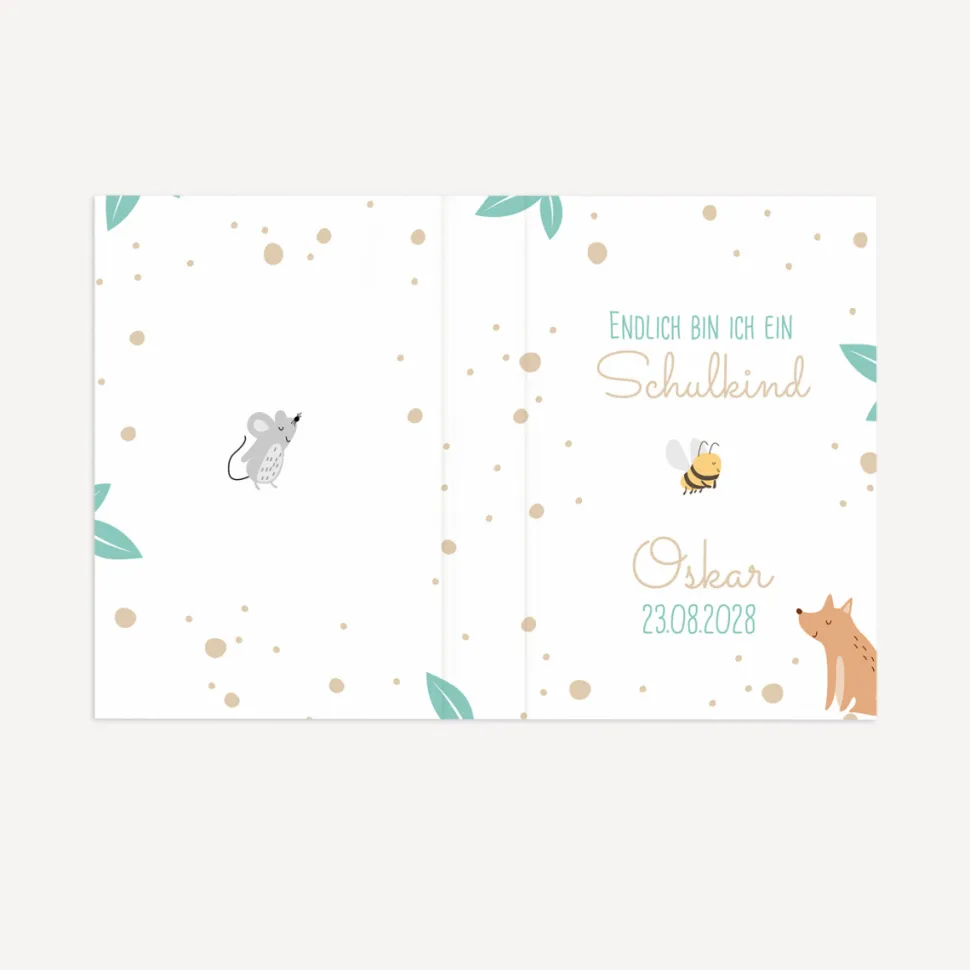 Gastgeschenk Mini Klappkarte "Tierische Buchstaben"