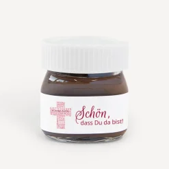 Gastgeschenk Mini Nutella Glas Kommunion Mädchen "Kreuz Modern"