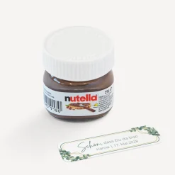 Gastgeschenk Mini Nutella Glas + Aufkleber "Eukalyptus Geometrie"