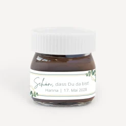Gastgeschenk Mini Nutella Glas + Aufkleber
