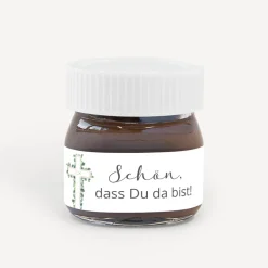 Gastgeschenk Mini Nutella Glas mit Aufkleber