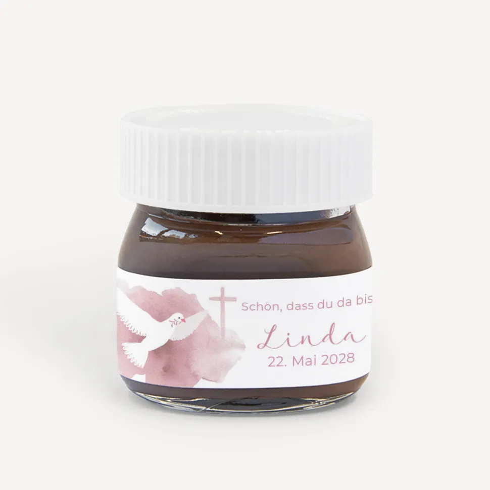 Gastgeschenk Mini Nutella Glas "Taube"