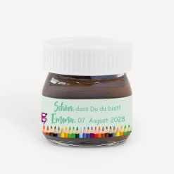 Gastgeschenk Mini Nutella Glas mit Aufkleber