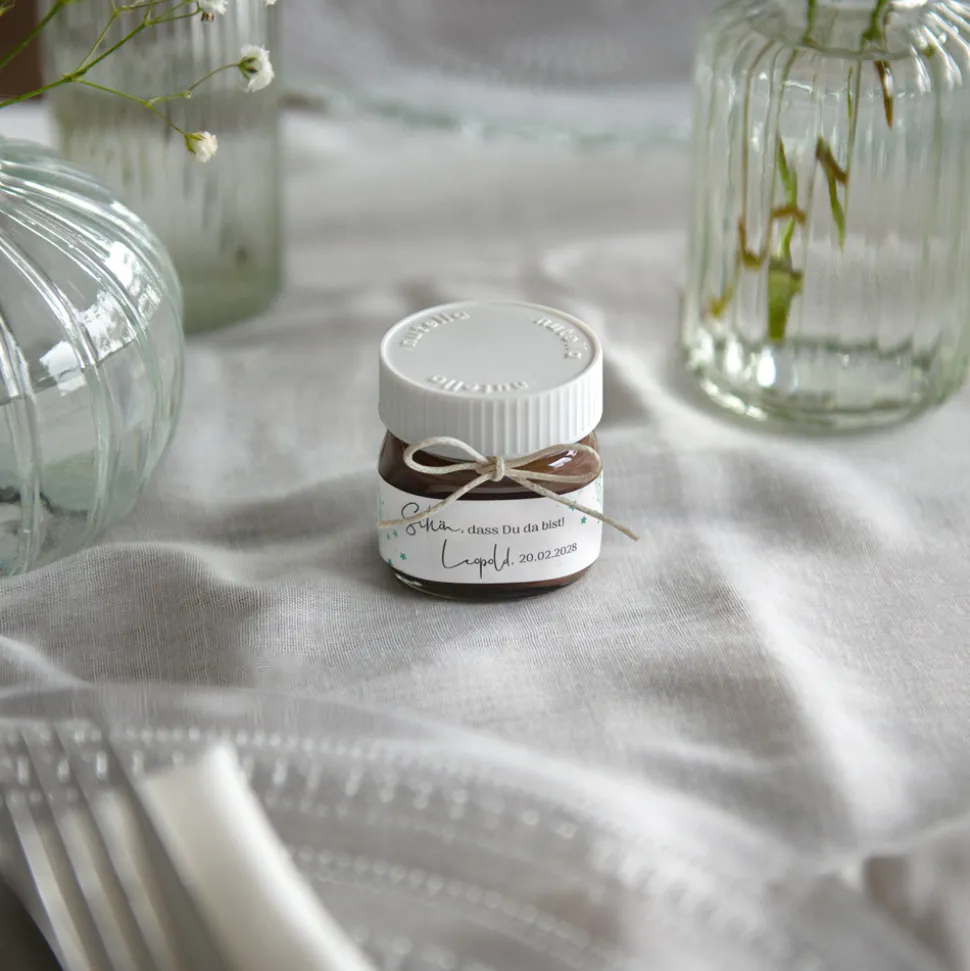 Gastgeschenk Mini Nutella Glas "Sterne"