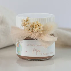 Gastgeschenk Mini Nutella Glas mit Aufkleber "Zuckertüte modern"