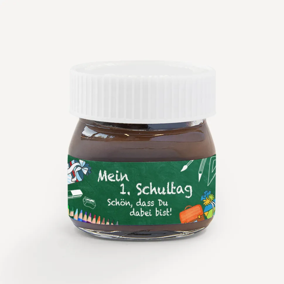 Gastgeschenk Mini Nutella Glas mit Aufkleber "Stifte"