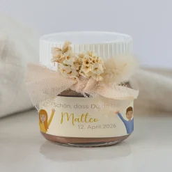 Gastgeschenk Mini Nutella Glas mit Aufkleber "Ihr seid meine Freunde!"
