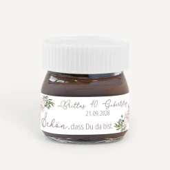 Gastgeschenk Mini Nutella Glas + Aufkleber