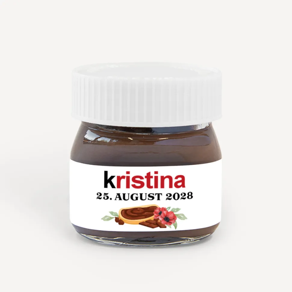 Gastgeschenk Mini Nutella Glas personalisiert