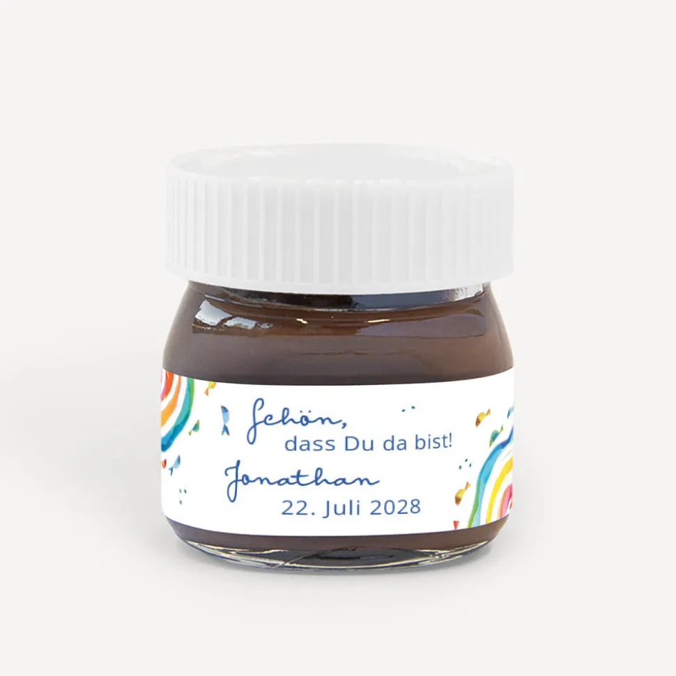 Gastgeschenk Mini Nutella Glas mit Aufkleber "Kreislauf des Lebens"