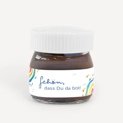 Gastgeschenk Mini Nutella Glas mit Aufkleber "Kreislauf des Lebens"