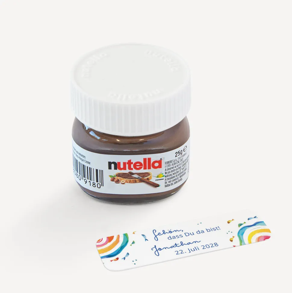 Gastgeschenk Mini Nutella Glas mit Aufkleber "Kreislauf des Lebens"
