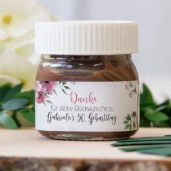 Gastgeschenk Mini Nutella Glas + Aufkleber Bohemian Summer