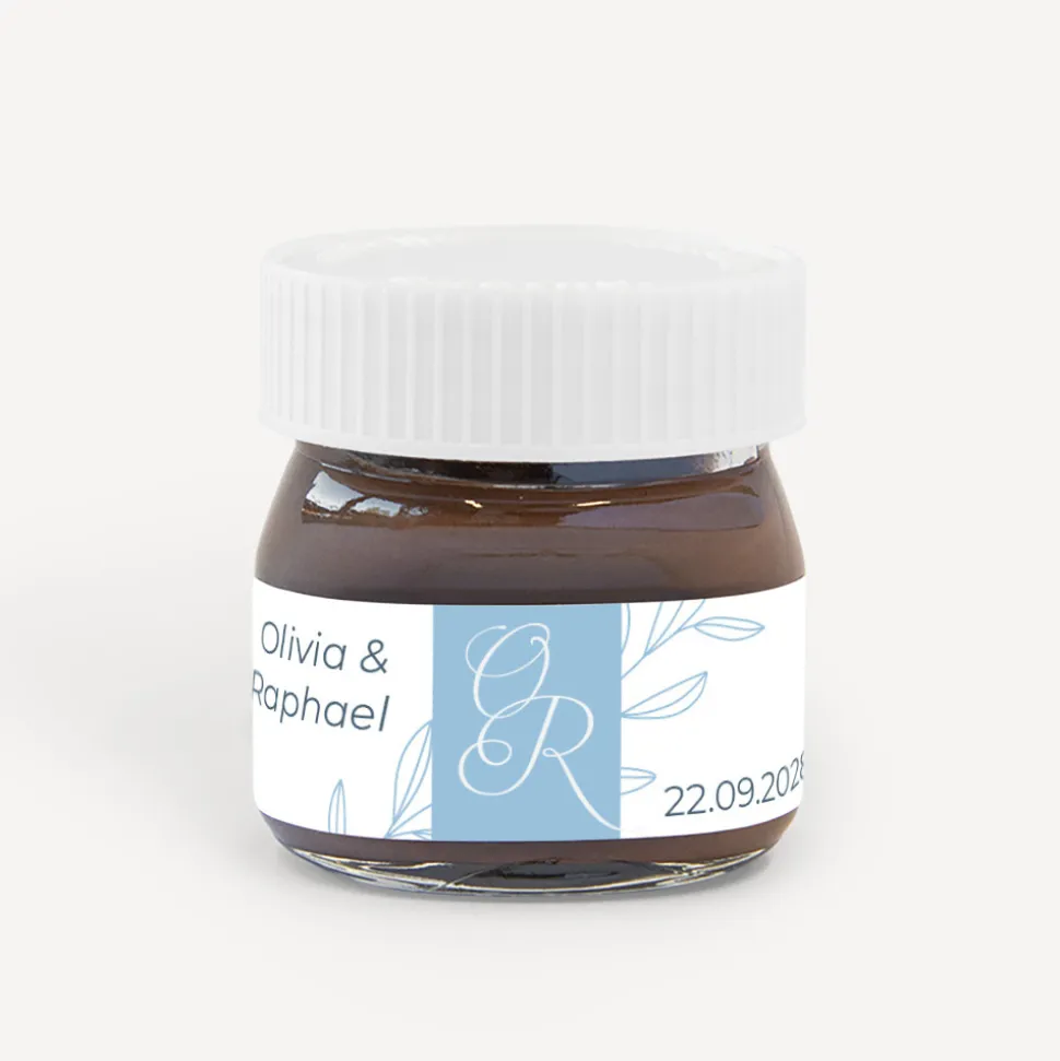 Gastgeschenk Mini Nutella Glas mit Aufkleber "Initialen"