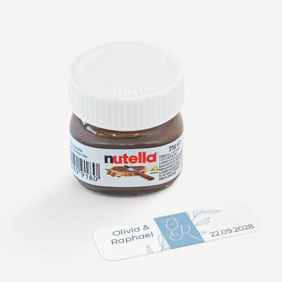 Gastgeschenk Mini Nutella Glas mit Aufkleber "Initialen"
