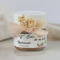 Gastgeschenk Mini Nutella Glas + Aufkleber "Summer Love"