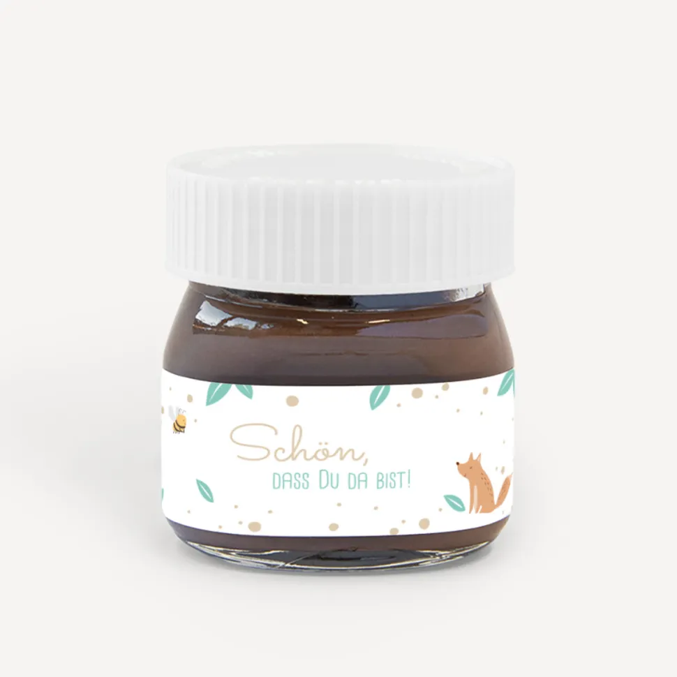 Gastgeschenk Mini Nutella "Tierische Buchstaben"