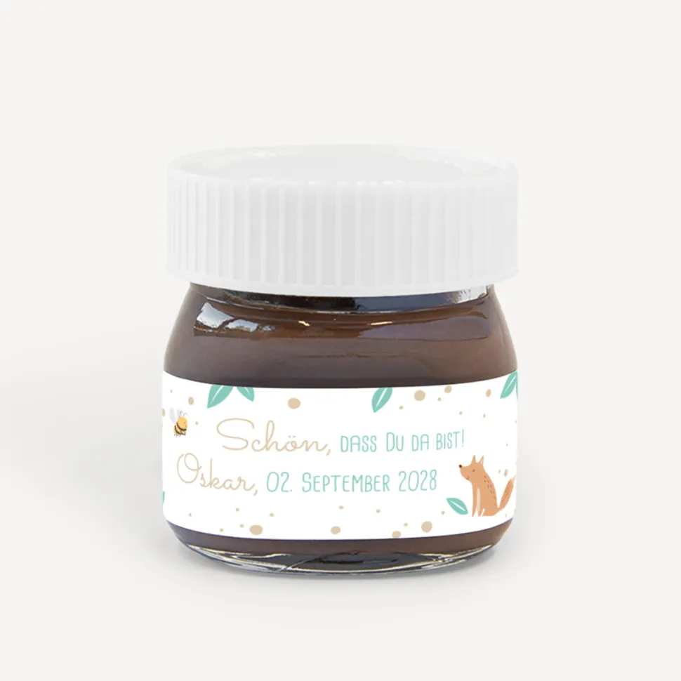 Gastgeschenk Mini Nutella "Tierische Buchstaben"