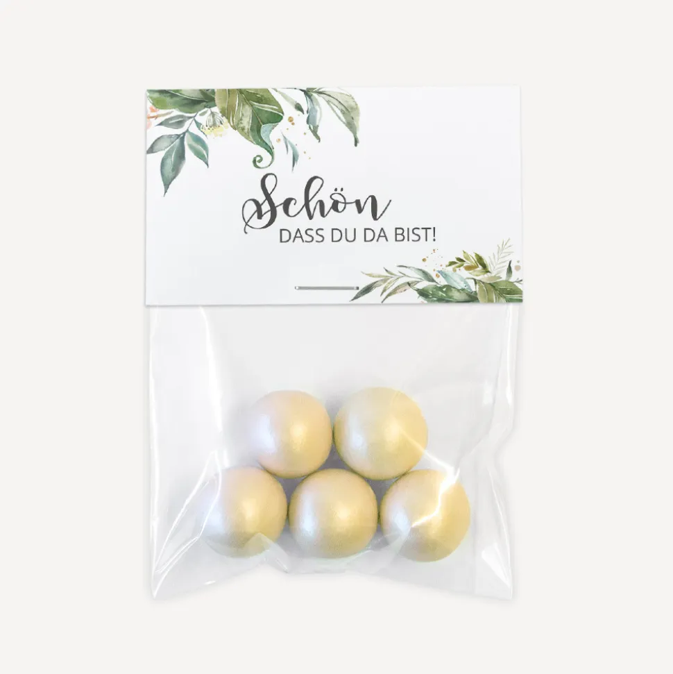 Gastgeschenk Tüte transparent mit Etikett "Green Magic"