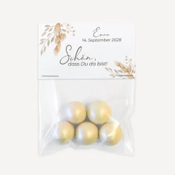 Gastgeschenk Tüte transparent + Etikett Trockengras