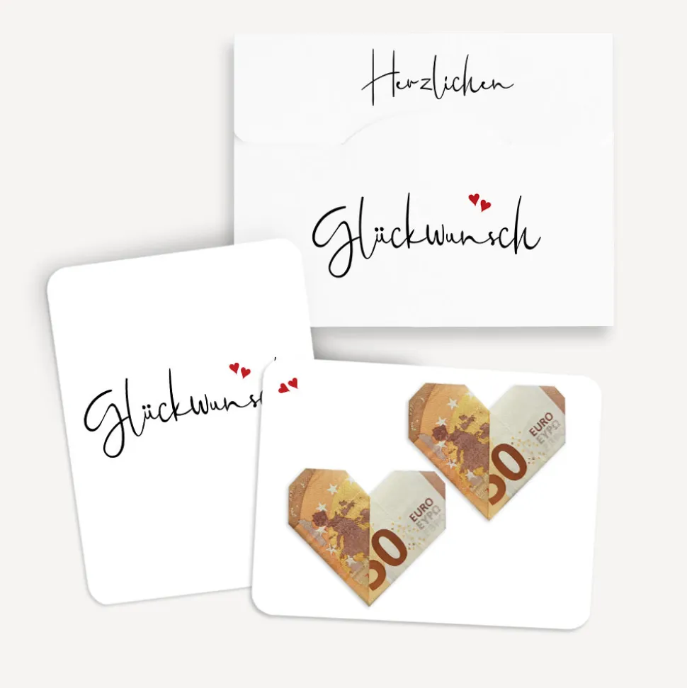 Geldgeschenk Verpackung mit Grußkarte "Kalligrafie"
