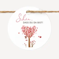 Geschenkanhänger rund "Baum Herzen"