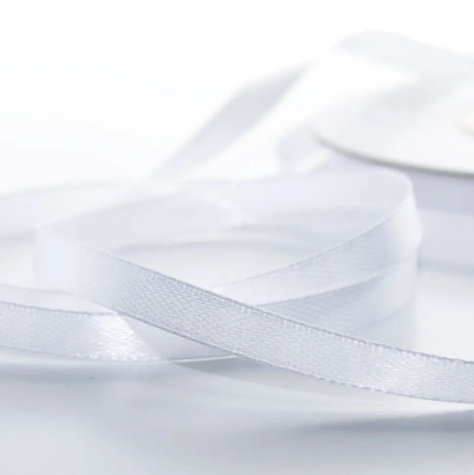Geschenkband Satin weiß 6 mm x 25 Meter Rolle