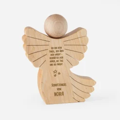 Geschenk Schutzengel aus Holz mit Gravur groß